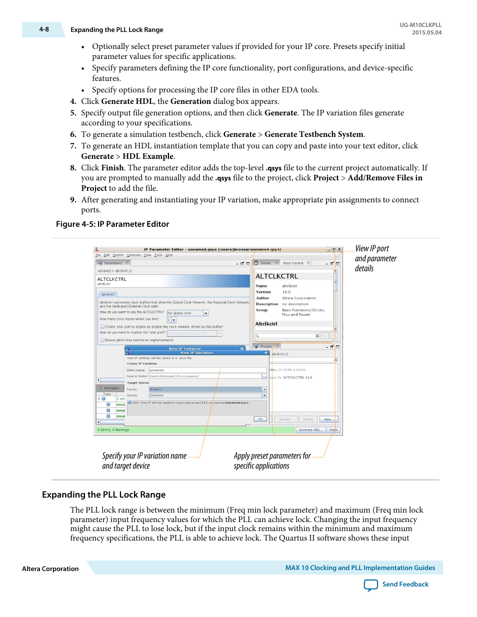 Expanding the pll lock range | Altera MAX 10 Clocking and PLL User Manual | Page 46 / 86