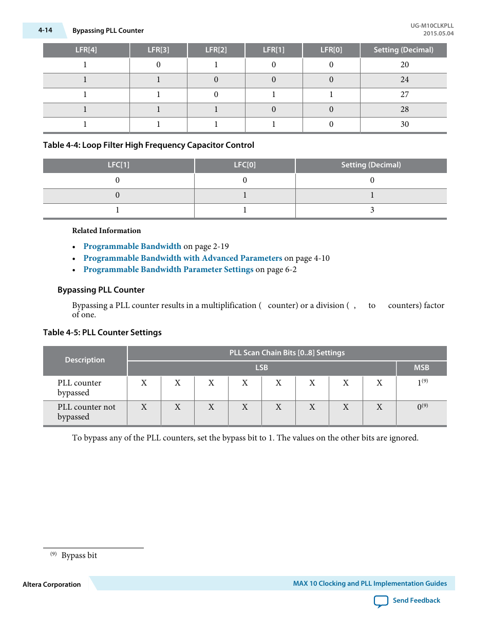Bypassing pll counter | Altera MAX 10 Clocking and PLL User Manual | Page 52 / 86
