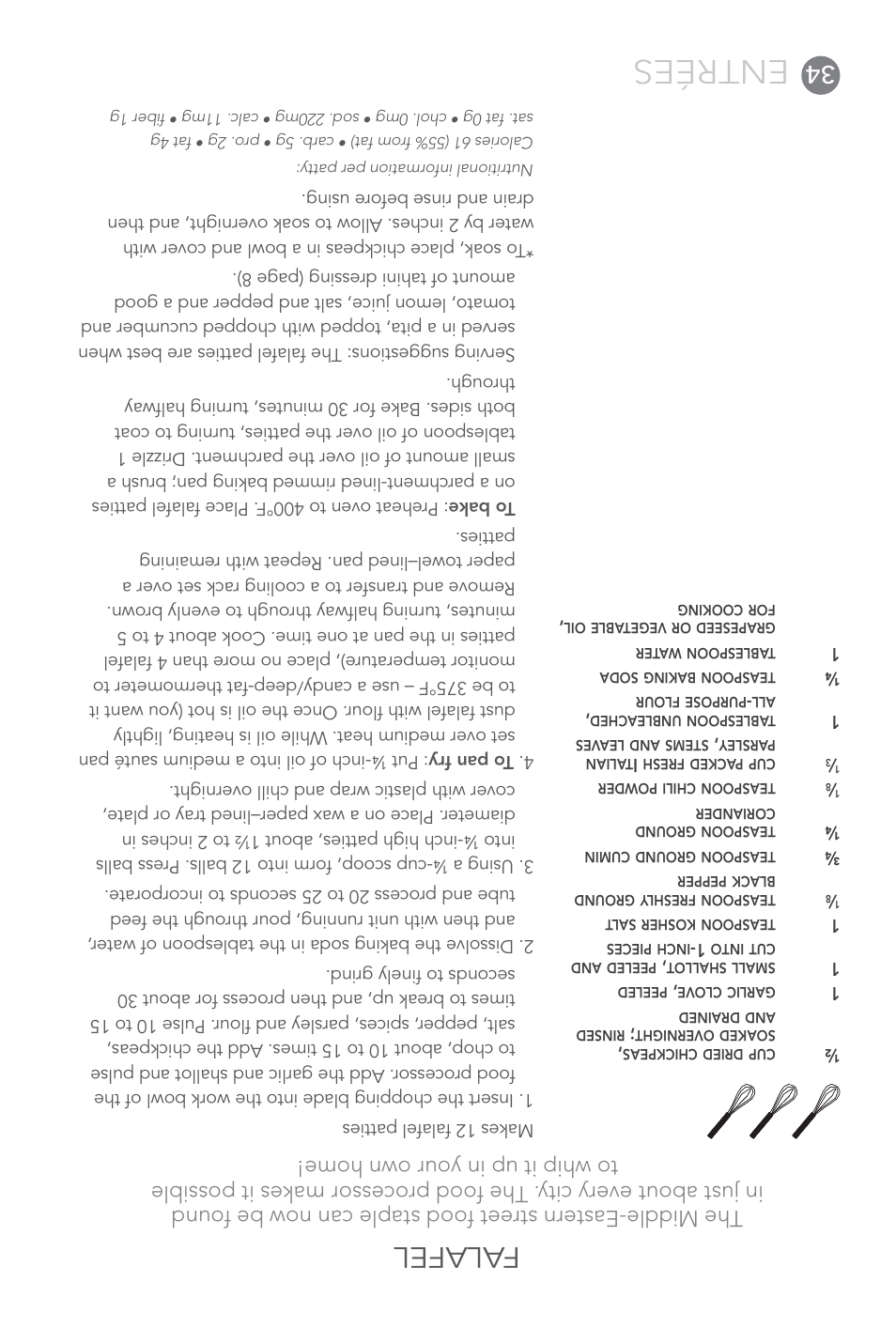 Entrées, Falafel | Cuisinart 7-Cup Elite Collection Food Processor MFP-107 Series User Manual | Page 27 / 61