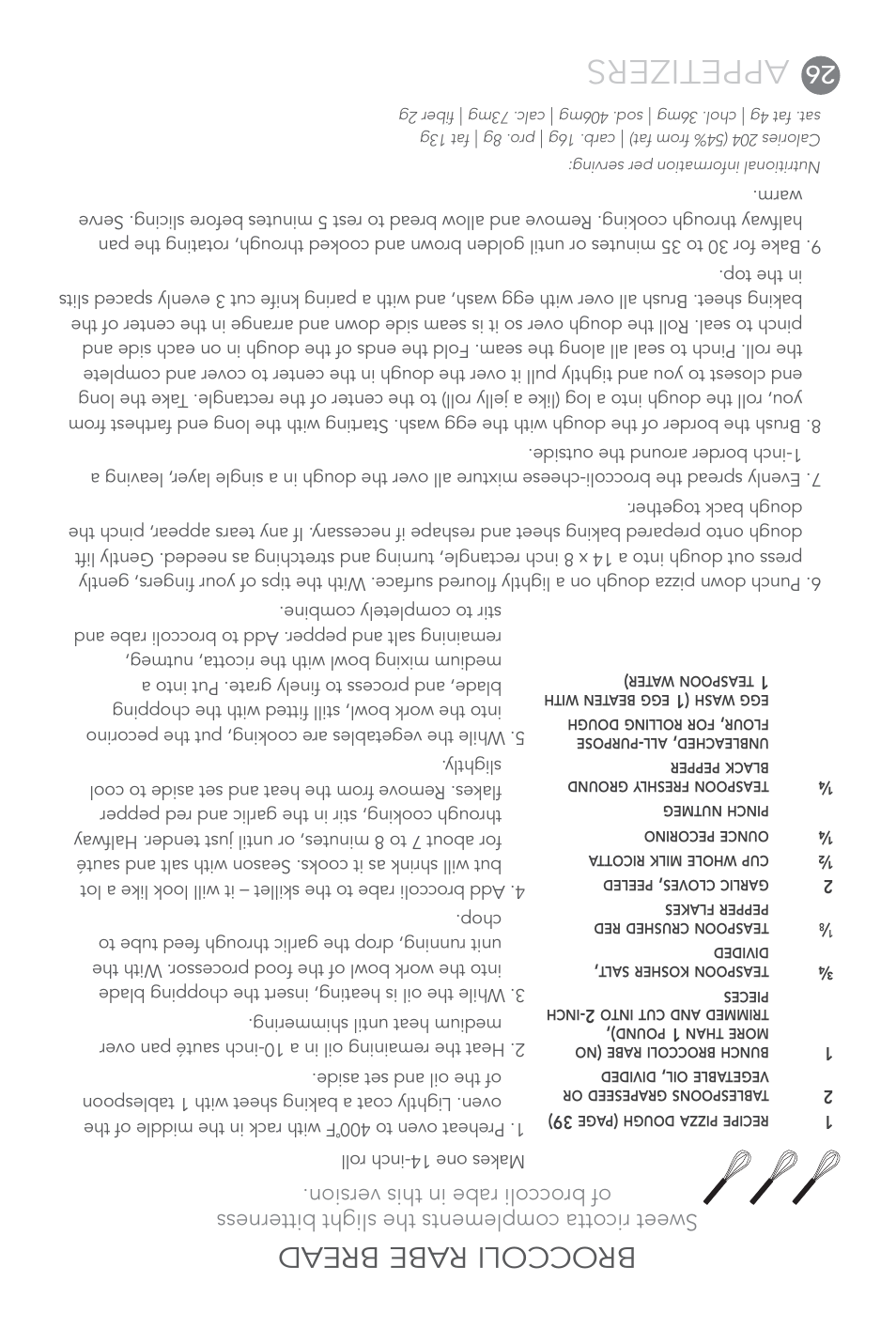 Appetizers, Broccoli rabe bread | Cuisinart 7-Cup Elite Collection Food Processor MFP-107 Series User Manual | Page 35 / 61