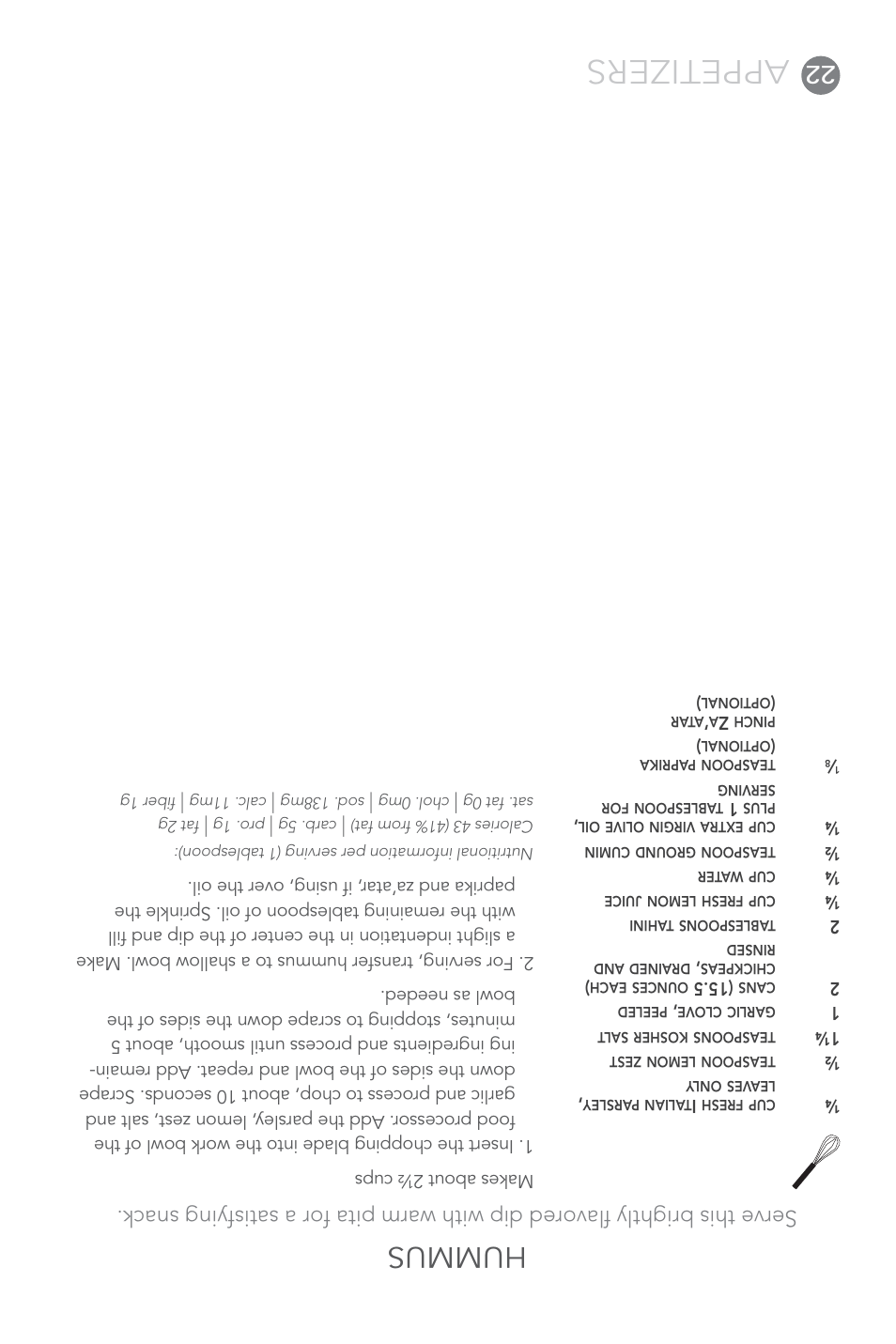 Appetizers, Hummus | Cuisinart 7-Cup Elite Collection Food Processor MFP-107 Series User Manual | Page 39 / 61