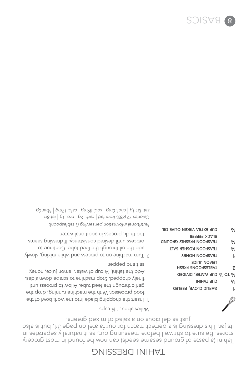 Basics, Tahini dressing | Cuisinart 7-Cup Elite Collection Food Processor MFP-107 Series User Manual | Page 53 / 61