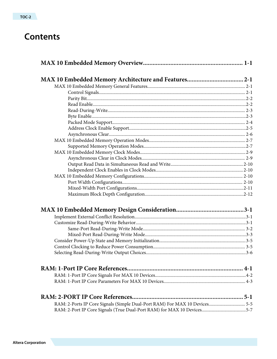 Altera MAX 10 Embedded Memory User Manual | Page 2 / 71