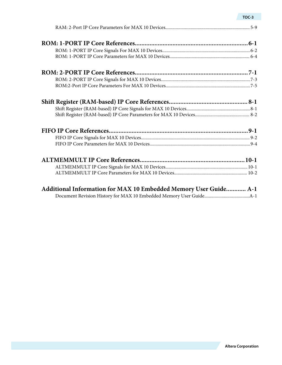 Altera MAX 10 Embedded Memory User Manual | Page 3 / 71