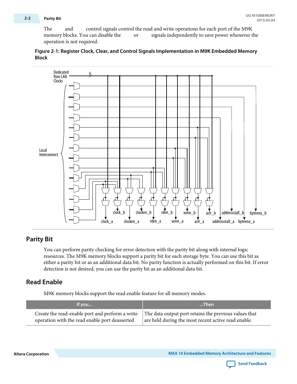 Parity bit, Read enable, Parity bit -2 | Read enable -2 | Altera MAX 10 Embedded Memory User Manual | Page 6 / 71