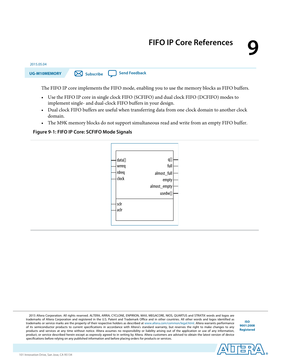 Fifo ip core references, Fifo ip core references -1 | Altera MAX 10 Embedded Memory User Manual | Page 62 / 71