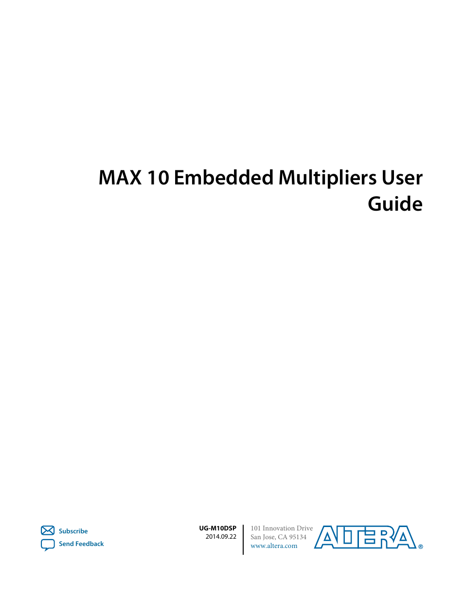 Altera MAX 10 Embedded Multipliers User Manual | 37 pages