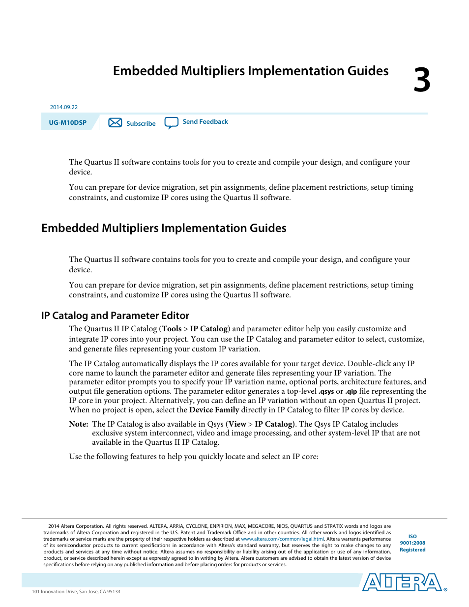 Embedded multipliers implementation guides, Ip catalog and parameter editor, Embedded multipliers implementation guides -1 | Ip catalog and parameter editor -1 | Altera MAX 10 Embedded Multipliers User Manual | Page 10 / 37