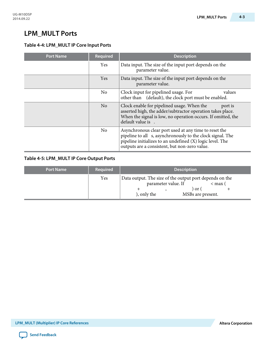 Lpm_mult ports, Lpm_mult ports -3 | Altera MAX 10 Embedded Multipliers User Manual | Page 15 / 37