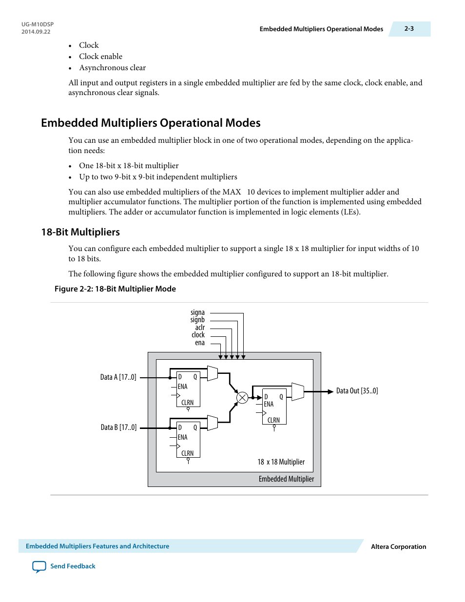 Embedded multipliers operational modes, Bit multipliers, Embedded multipliers operational modes -3 | Bit multipliers -3 | Altera MAX 10 Embedded Multipliers User Manual | Page 7 / 37