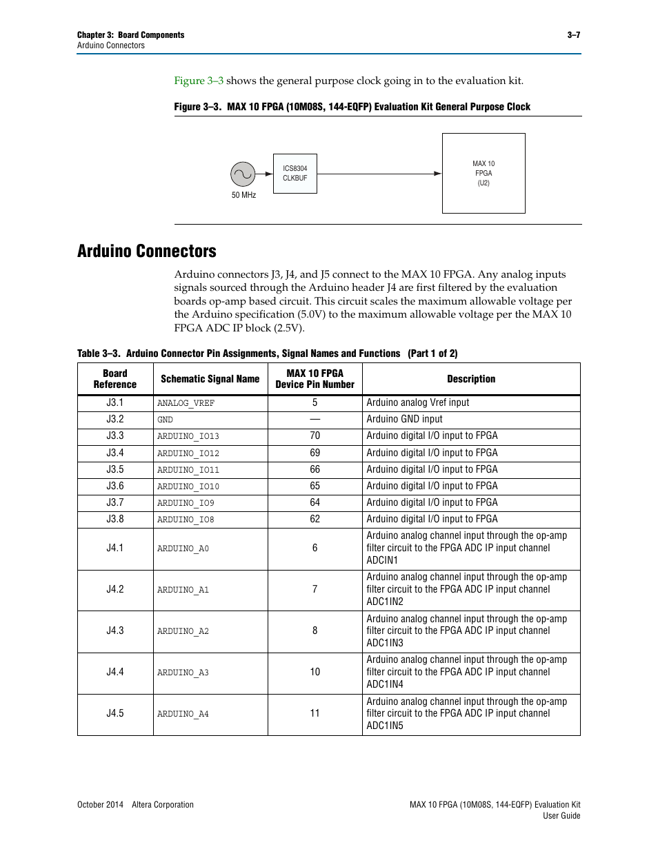 Arduino connectors, Arduino connectors –7 | Altera MAX 10 FPGA User Manual | Page 19 / 26