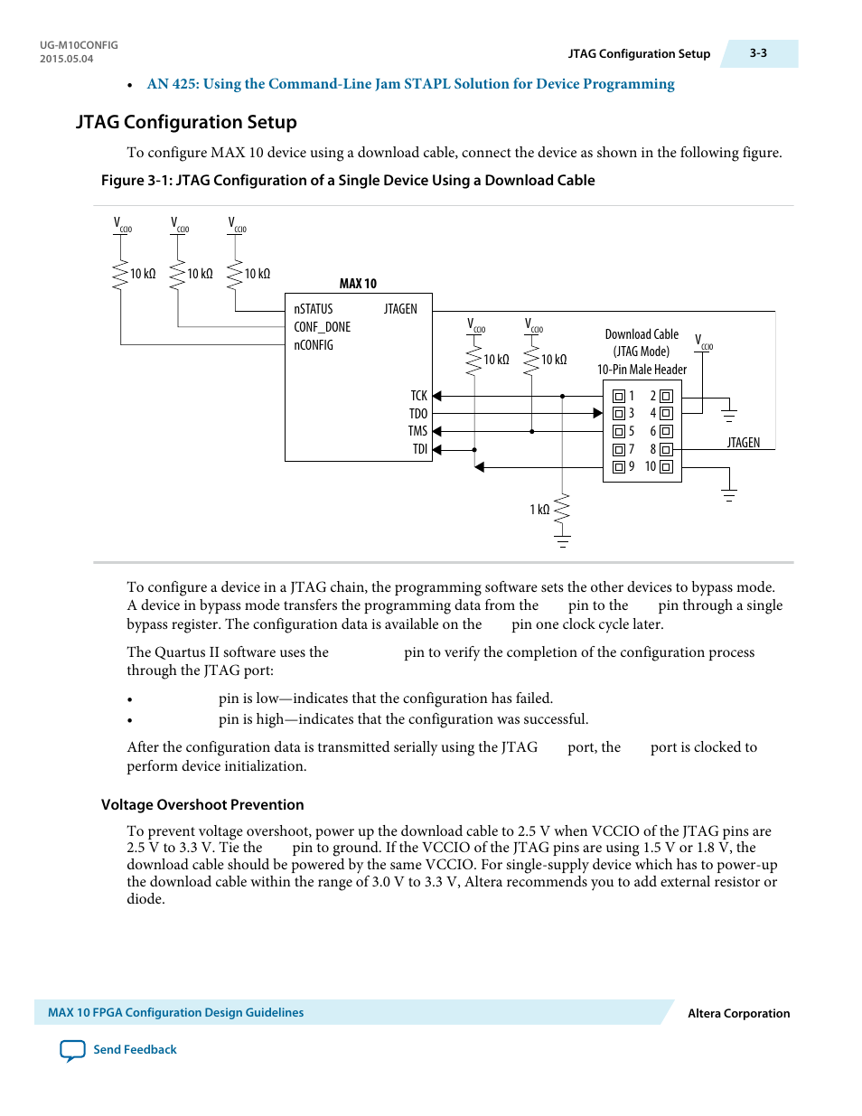 Jtag configuration setup, Jtag configuration setup -3 | Altera MAX 10 FPGA User Manual | Page 33 / 56