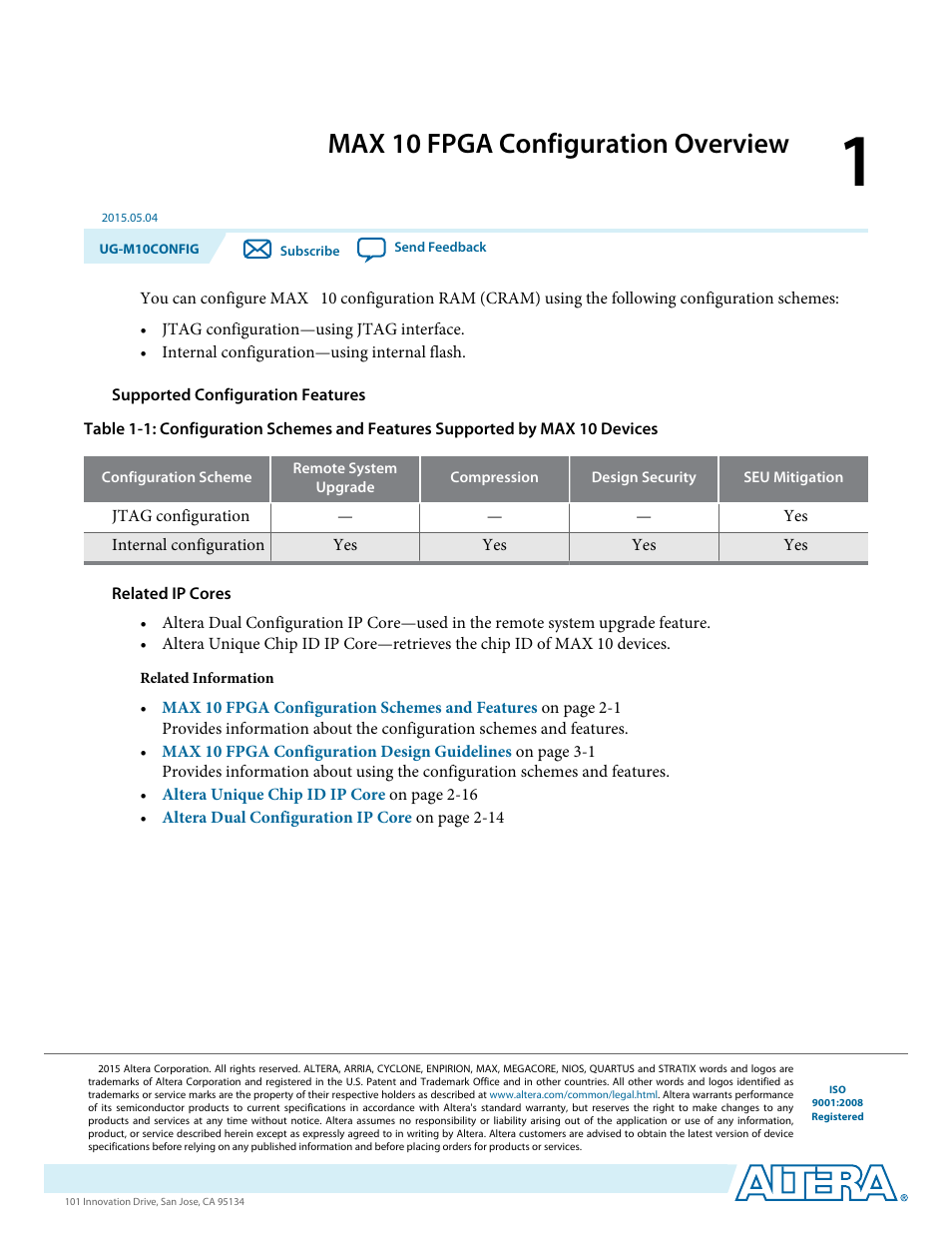 Max 10 fpga configuration overview, Max 10 fpga configuration overview -1 | Altera MAX 10 FPGA User Manual | Page 4 / 56