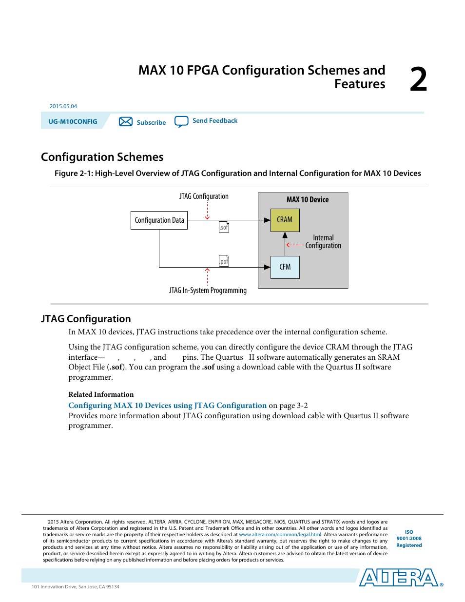 Max 10 fpga configuration schemes and features, Configuration schemes, Jtag configuration | Max 10 fpga configuration schemes and features -1, Configuration schemes -1, Jtag configuration -1 | Altera MAX 10 FPGA User Manual | Page 5 / 56