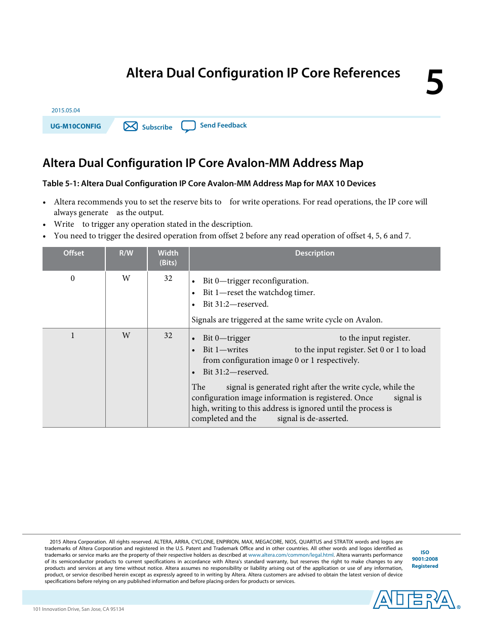 Altera dual configuration ip core references, Altera dual configuration ip core references -1 | Altera MAX 10 FPGA User Manual | Page 50 / 56