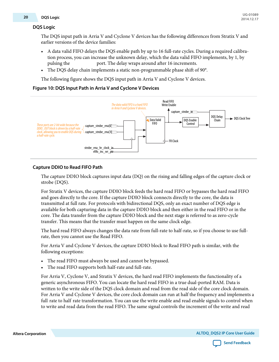 Dqs logic, Capture ddio to read fifo path | Altera ALTDQ_DQS2 User Manual | Page 20 / 100
