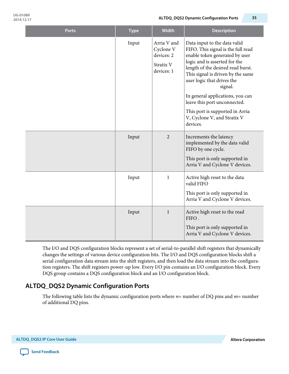 Altdq_dqs2 dynamic configuration ports | Altera ALTDQ_DQS2 User Manual | Page 35 / 100