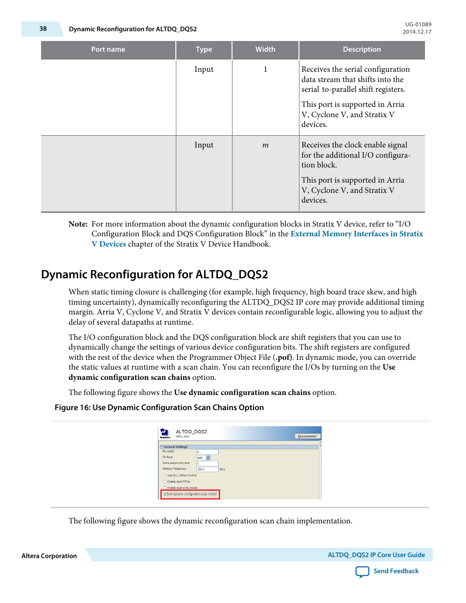 Dynamic reconfiguration for altdq_dqs2, Dynamic reconfigura, Tion for altdq_dqs2 | Altera ALTDQ_DQS2 User Manual | Page 38 / 100