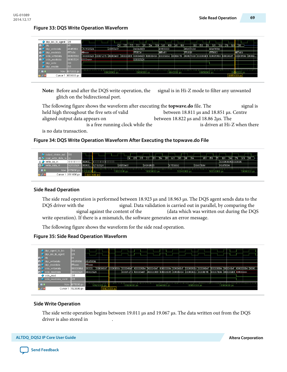 Side read operation, Side write operation | Altera ALTDQ_DQS2 User Manual | Page 69 / 100