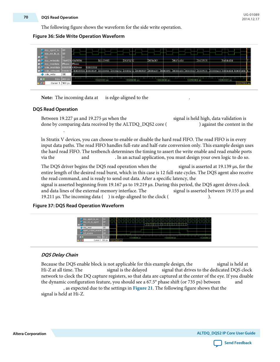 Dqs read operation, Dqs delay chain, For the results of this settings, refer to | Altera ALTDQ_DQS2 User Manual | Page 70 / 100