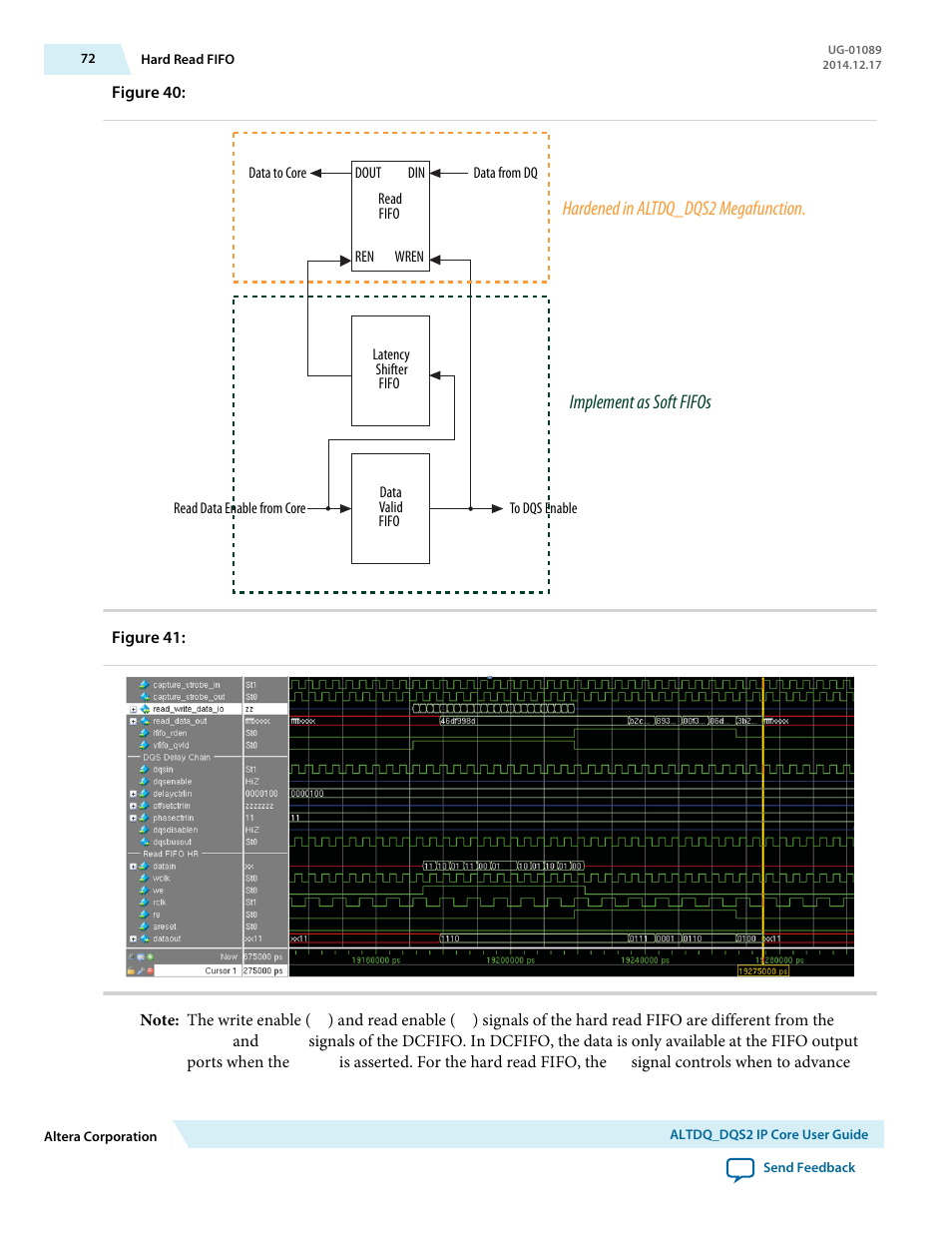 Hardened in altdq_dqs2 megafunction, Implement as soft fifos | Altera ALTDQ_DQS2 User Manual | Page 72 / 100