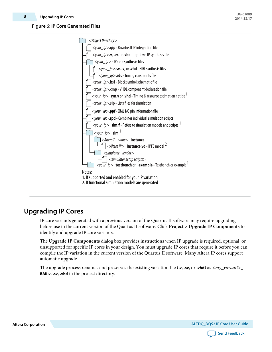 Upgrading ip cores | Altera ALTDQ_DQS2 User Manual | Page 8 / 100