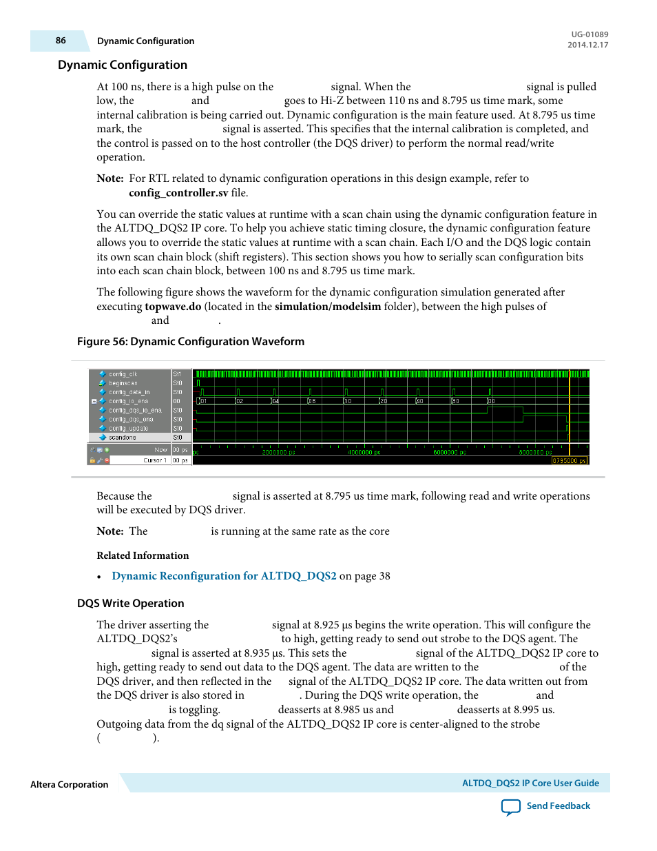 Dynamic configuration, Dqs write operation | Altera ALTDQ_DQS2 User Manual | Page 86 / 100