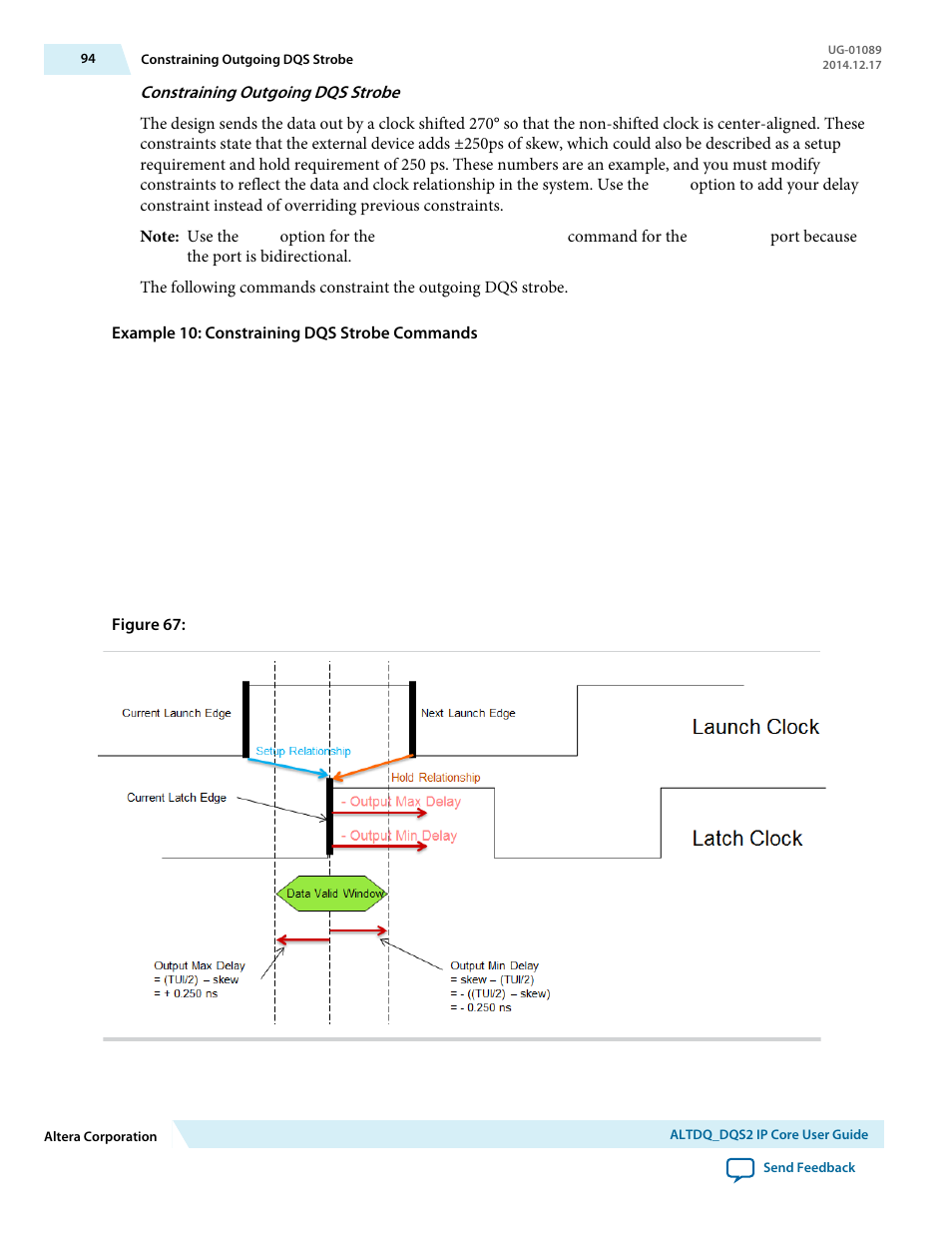 Constraining outgoing dqs strobe | Altera ALTDQ_DQS2 User Manual | Page 94 / 100