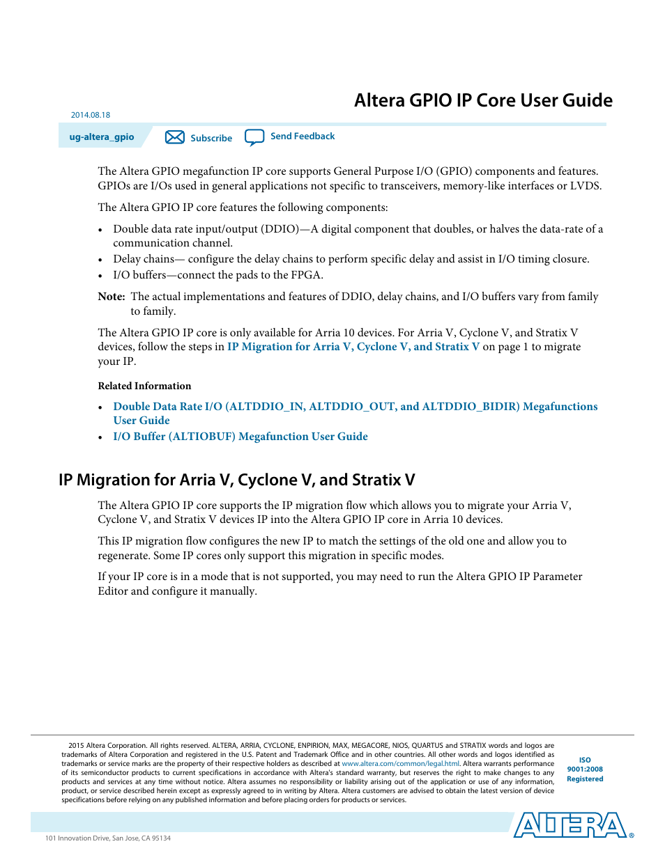 Altera GPIO User Manual | 22 pages