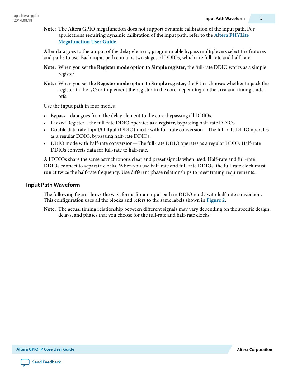 Input path waveform | Altera GPIO User Manual | Page 5 / 22