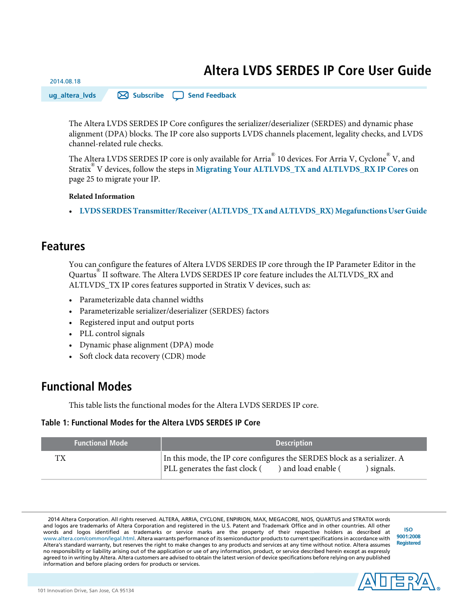 Altera LVDS SERDES User Manual | 27 pages