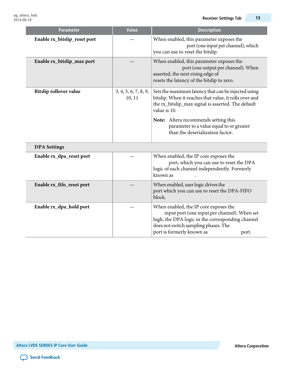 Altera LVDS SERDES User Manual | Page 13 / 27