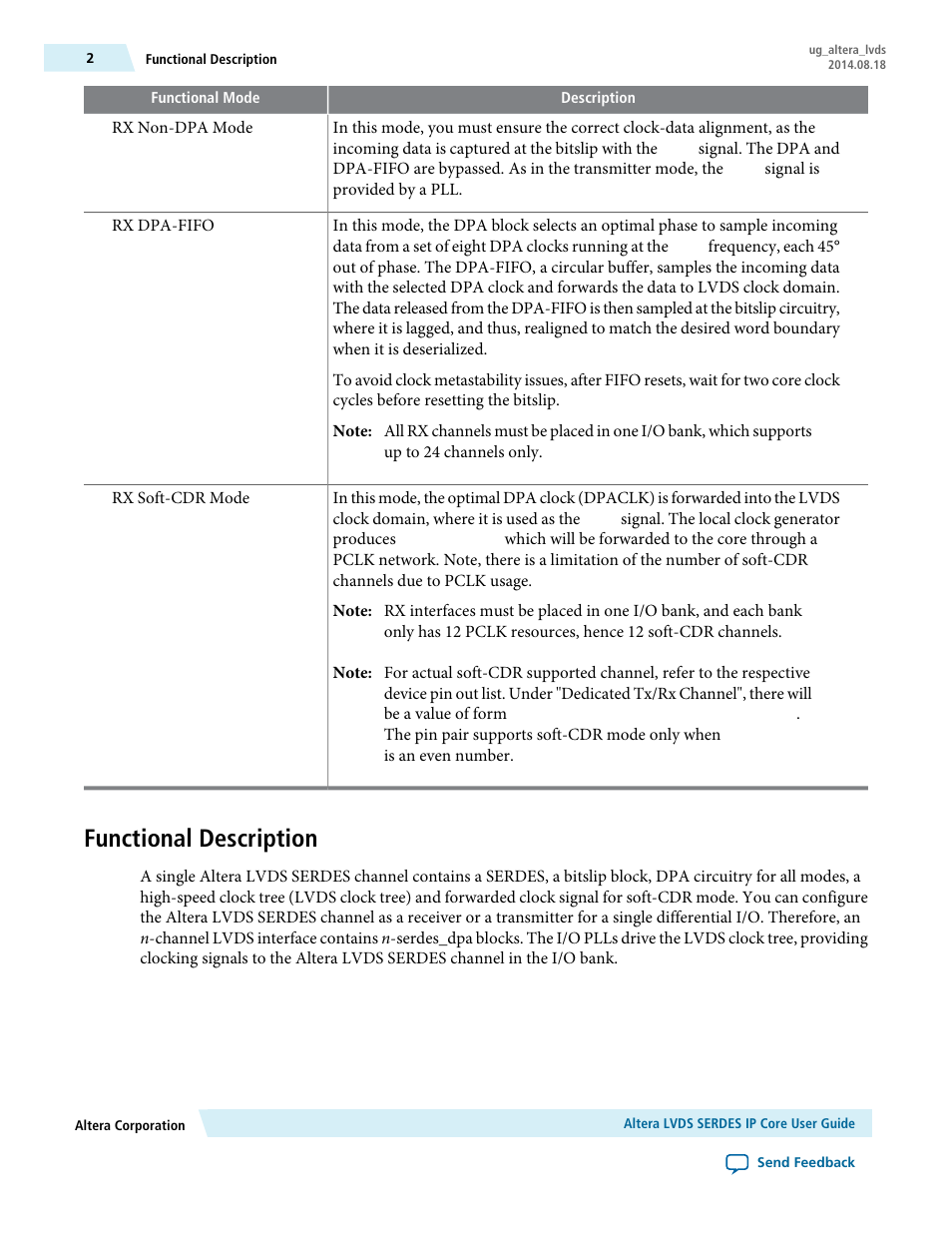 Functional description | Altera LVDS SERDES User Manual | Page 2 / 27