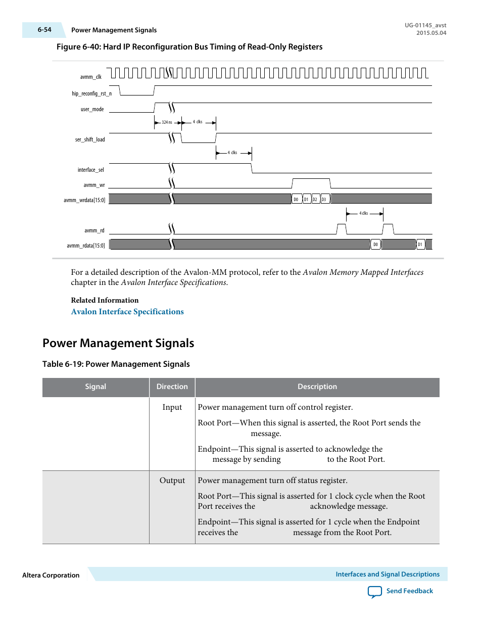Power management signals, Power management signals -54 | Altera Arria 10 Avalon-ST User Manual | Page 120 / 275