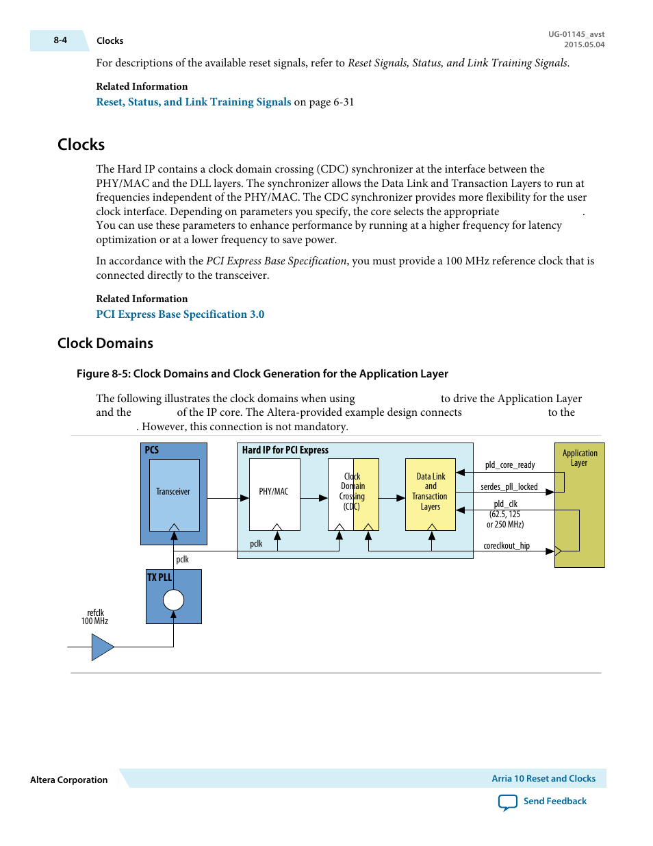 Clocks, Clock domains, Clocks -4 | Clock domains -4 | Altera Arria 10 Avalon-ST User Manual | Page 147 / 275