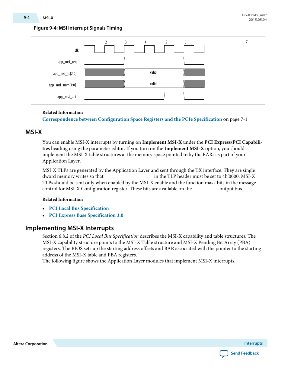 Msi-x, Implementing msi-x interrupts, Msi-x -4 | Implementing msi-x interrupts -4 | Altera Arria 10 Avalon-ST User Manual | Page 153 / 275