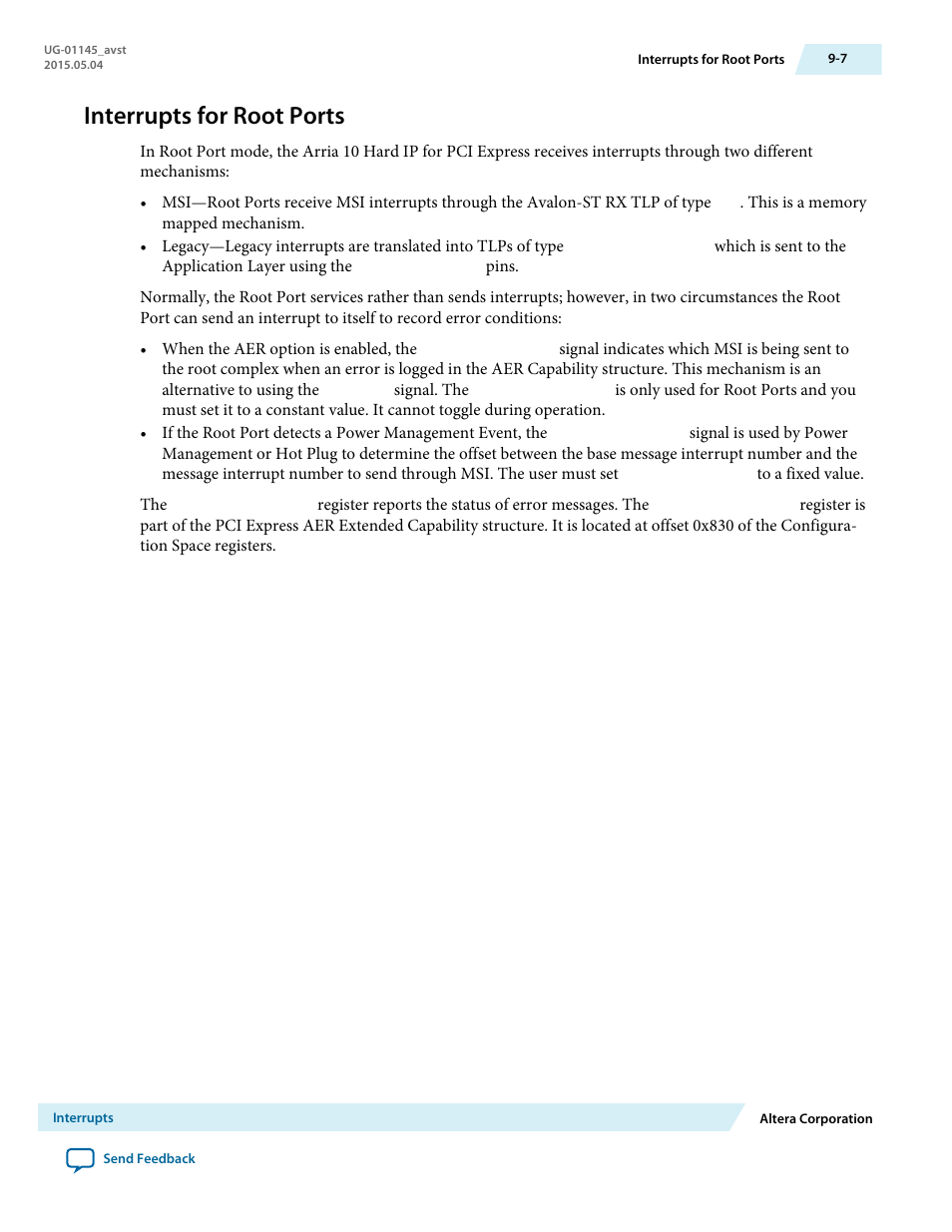 Interrupts for root ports, Interrupts for root ports -7 | Altera Arria 10 Avalon-ST User Manual | Page 156 / 275