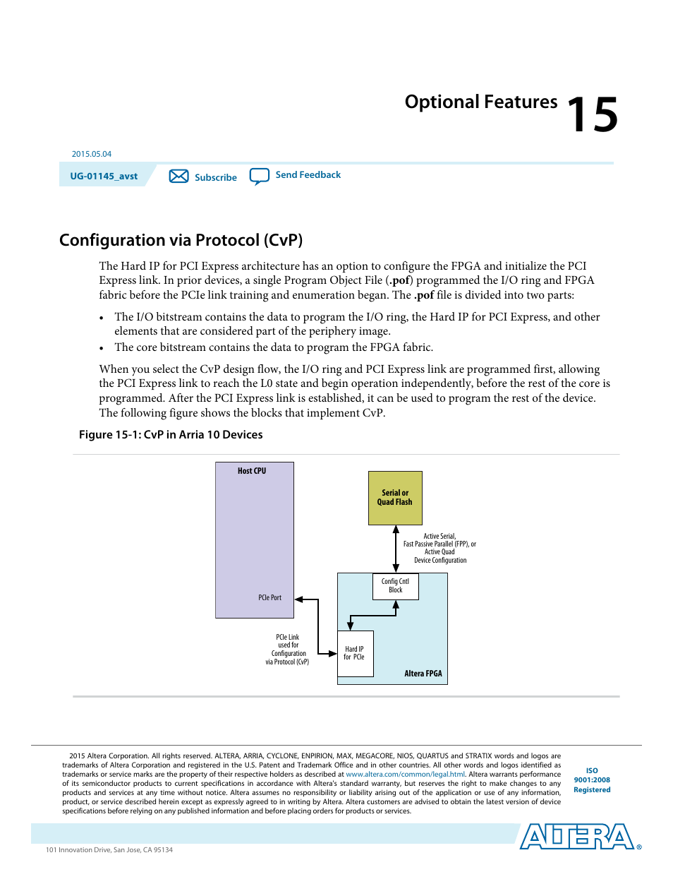 Optional features, Configuration via protocol (cvp), Optional features -1 | Configuration via protocol (cvp) -1 | Altera Arria 10 Avalon-ST User Manual | Page 196 / 275