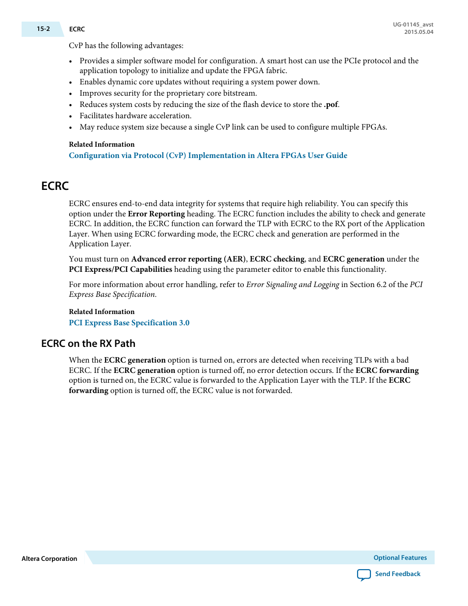 Ecrc, Ecrc on the rx path, Ecrc -2 | Ecrc on the rx path -2 | Altera Arria 10 Avalon-ST User Manual | Page 197 / 275