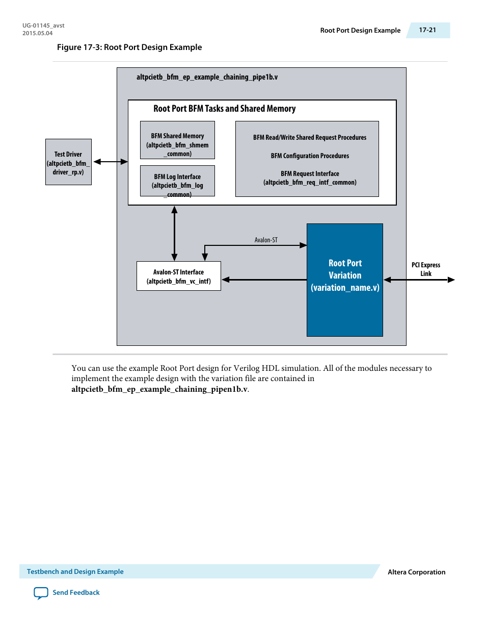 Root port variation (variation_name.v) | Altera Arria 10 Avalon-ST User Manual | Page 221 / 275