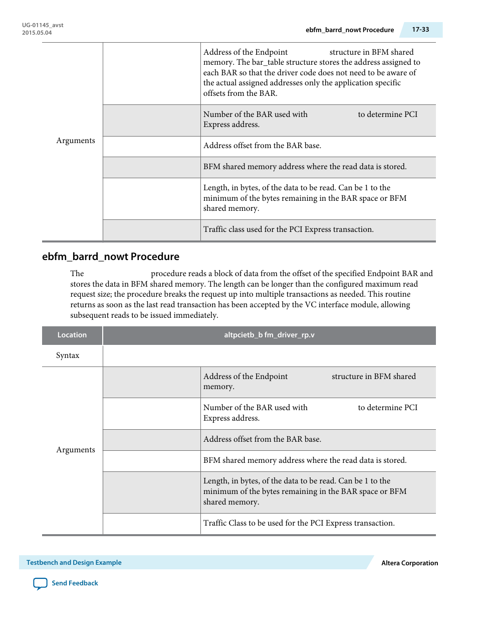 Ebfm_barrd_nowt procedure, Ebfm_barrd_nowt procedure -33 | Altera Arria 10 Avalon-ST User Manual | Page 233 / 275