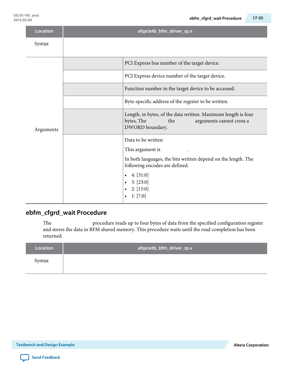 Ebfm_cfgrd_wait procedure, Ebfm_cfgrd_wait procedure -35 | Altera Arria 10 Avalon-ST User Manual | Page 235 / 275