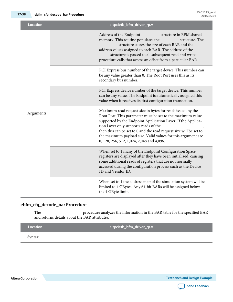 Ebfm_cfg_decode_bar procedure | Altera Arria 10 Avalon-ST User Manual | Page 238 / 275