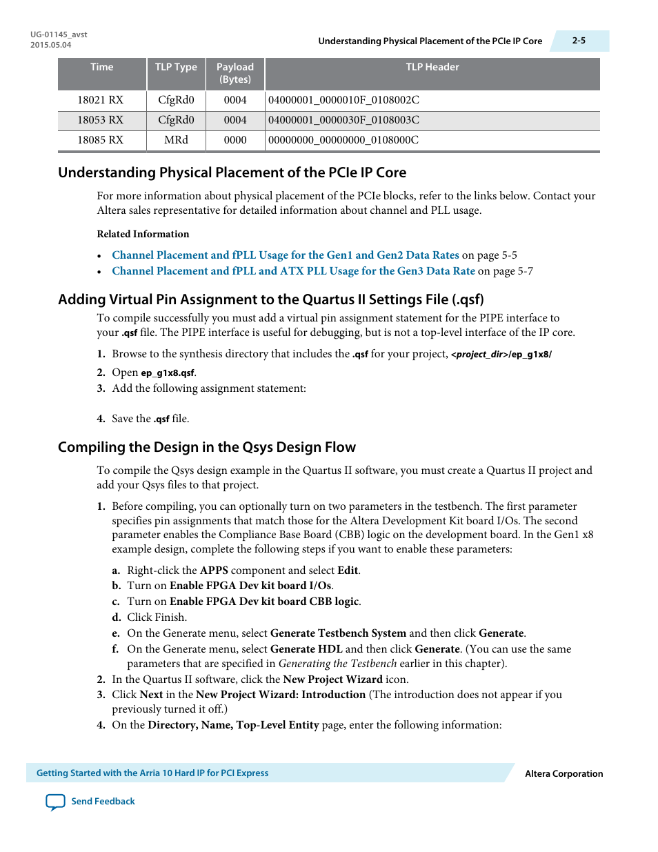 Compiling the design in the qsys design flow, Compiling the design in the qsys design flow -5 | Altera Arria 10 Avalon-ST User Manual | Page 24 / 275