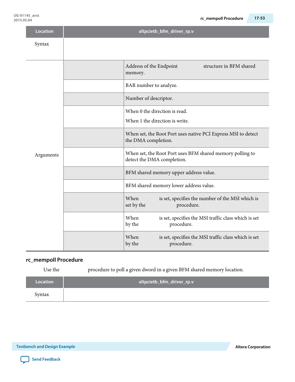 Rc_mempoll procedure | Altera Arria 10 Avalon-ST User Manual | Page 253 / 275