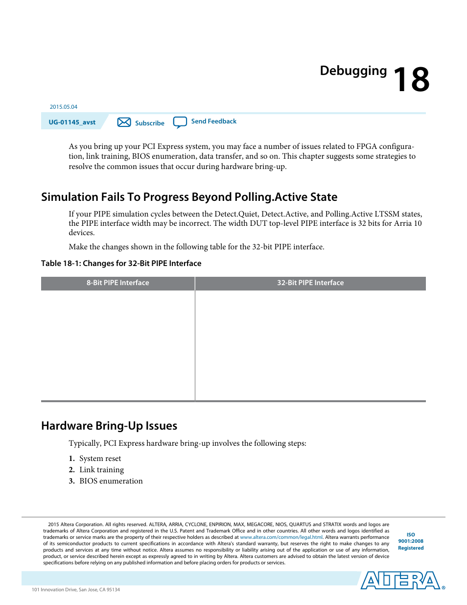 Debugging, Hardware bring-up issues, Debugging -1 | Hardware bring-up issues -1 | Altera Arria 10 Avalon-ST User Manual | Page 259 / 275