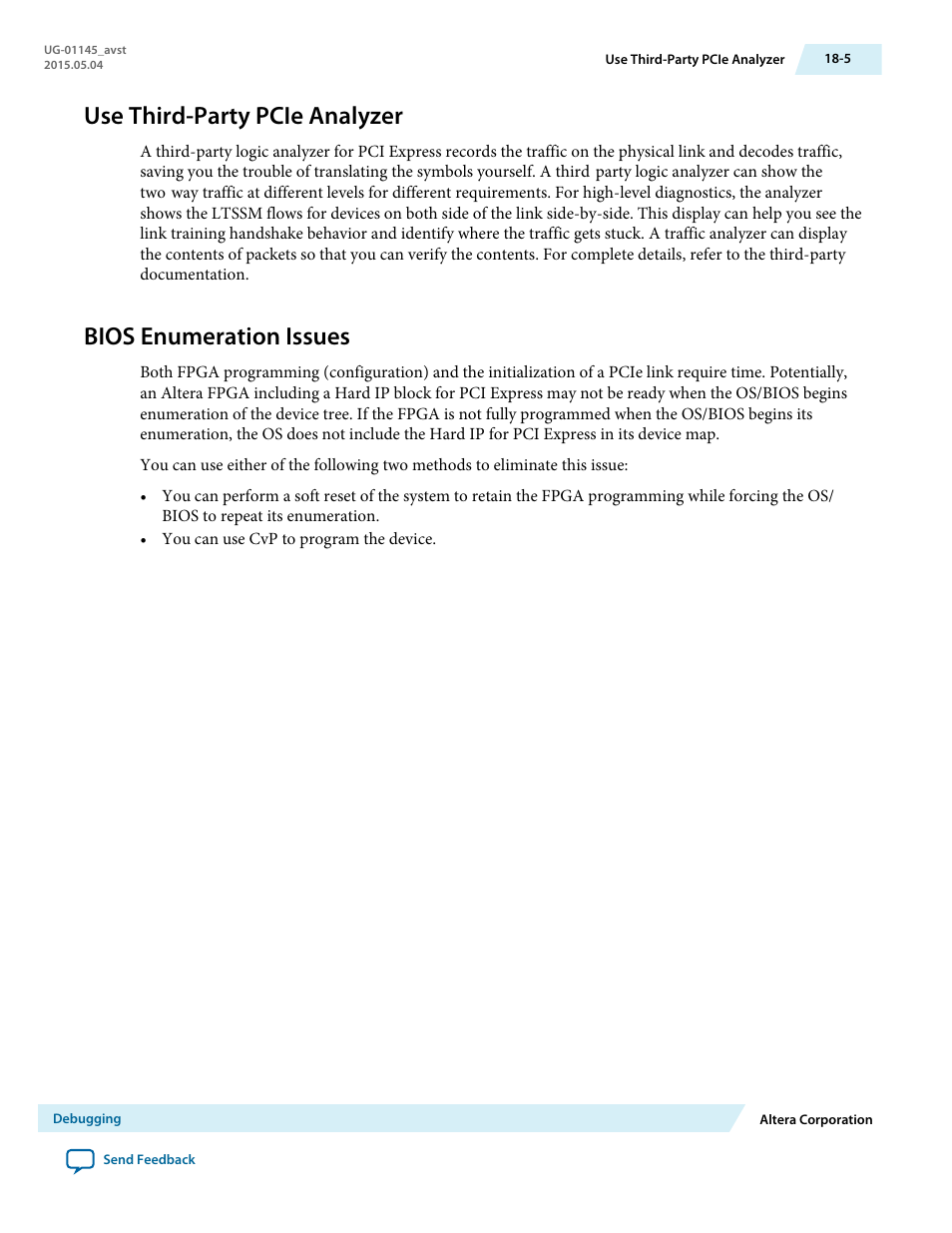 Use third-party pcie analyzer, Bios enumeration issues, Use third-party pcie analyzer -5 | Bios enumeration issues -5 | Altera Arria 10 Avalon-ST User Manual | Page 263 / 275