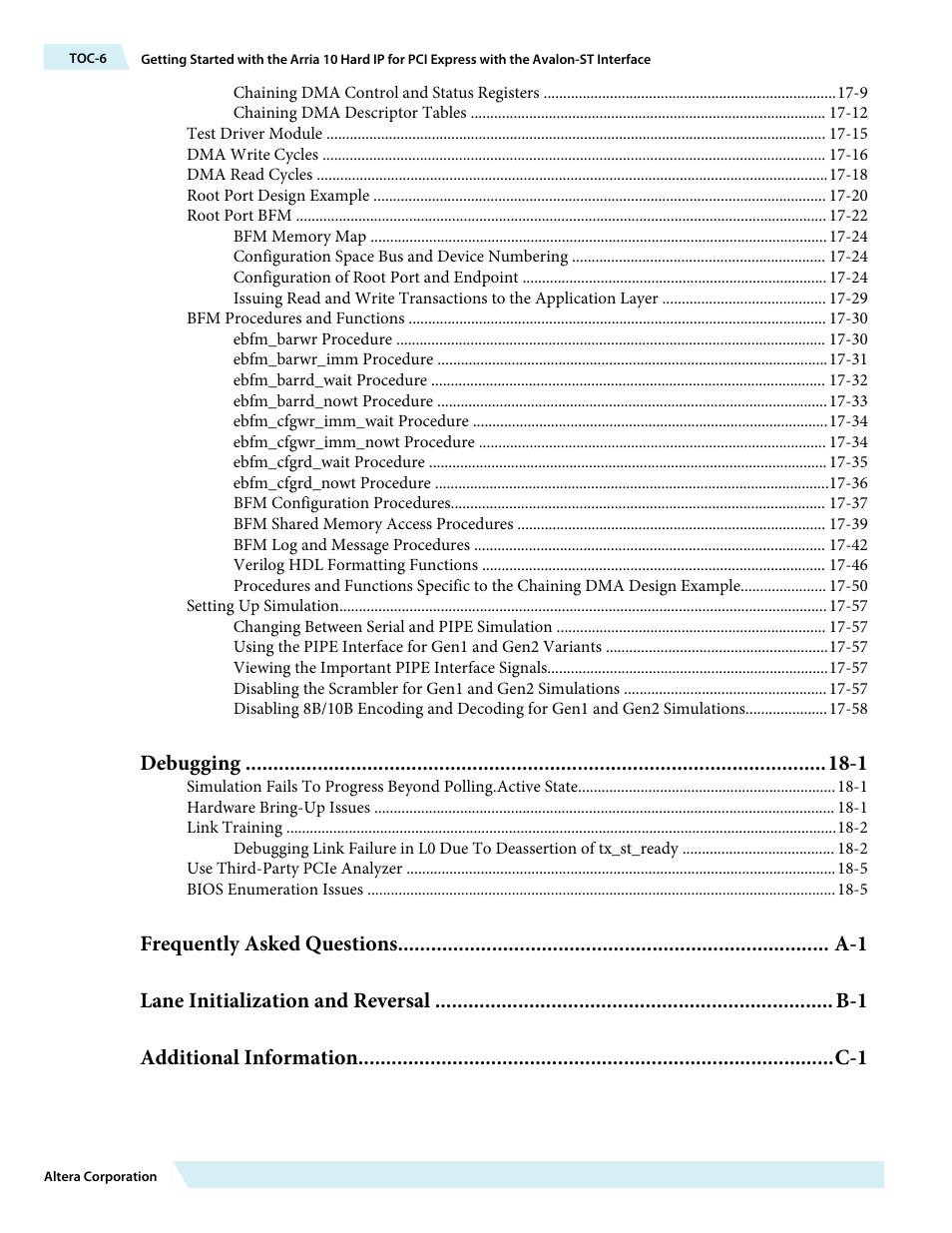 Debugging -1 | Altera Arria 10 Avalon-ST User Manual | Page 6 / 275