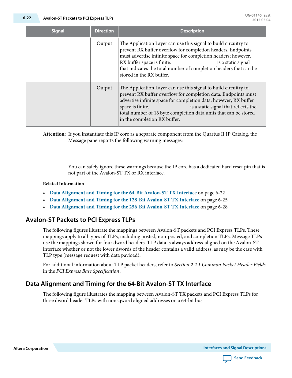 Avalon-st packets to pci express tlps, Avalon-st packets to pci express tlps -22 | Altera Arria 10 Avalon-ST User Manual | Page 88 / 275