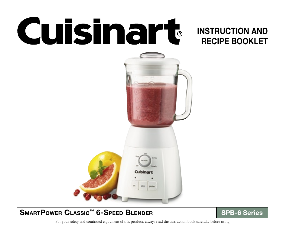 Cuisinart SMARTPOWER CLASSIC SPB-6 User Manual | 21 pages